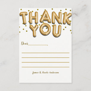 Gold Balloons Confetti Dots Modern Danke Karte