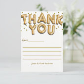 Gold Balloons Confetti Dots Modern Danke Karte (Stehend Vorderseite)