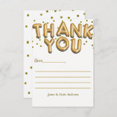 Gold Balloons Confetti Dots Modern Danke Karte (Vorne/Hinten)
