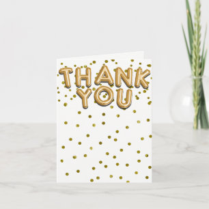 Gold Balloons Confetti Dots Modern Danke Karte