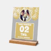 Gold Balloons Foto Hochzeit Tischnummer Mattiert Acrylschild (Winkel)