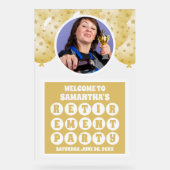 Gold Balloons Foto Pensionierung Willkommen Mattie Acrylschild (Vorderseite)