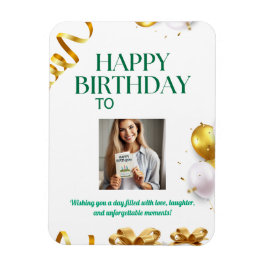 Gold Balloons Geburtstagskarte mit Geschenken und Magnet