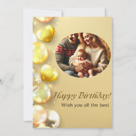 Gold Balloons Happy Birthday Card Einladung