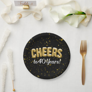 Gold Balloons jubeln auf 40 Jahre 40. Geburtstag Pappteller
