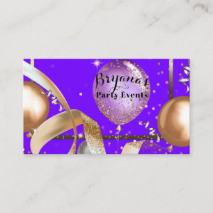Gold Balloons Lila Party Event Planner Visitenkarte