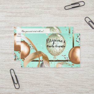 Gold Balloons Minze Turquoise Party Event Plane Visitenkarte