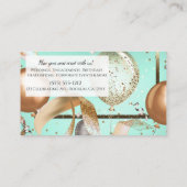 Gold Balloons Minze Turquoise Party Event Plane Visitenkarte (Rückseite)