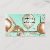 Gold Balloons Minze Turquoise Party Event Plane Visitenkarte (Vorderseite)