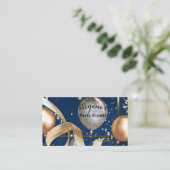 Gold Balloons Navy Blue Party Event Plane Visitenkarte (Stehend Vorderseite)