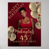Gold balloons photo birthday welcome poster (Vorne)