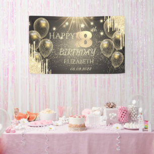 Gold Balloons Stars Glitzer Tropfen 18. Geburtstag Banner
