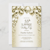 Gold Balloons Überraschung 55. Geburtstagsparty Einladung (Vorderseite)