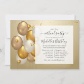 Gold Balloons Virtual Birthday Party Einladung (Vorderseite)