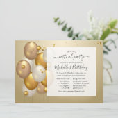 Gold Balloons Virtual Birthday Party Einladung (Stehend Vorderseite)