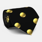 Gold Balls auf schwarz Krawatte (Gerollt)