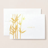 Gold Bamboo Wedding Foto Vielen Dank Folienkarte (Vorderseite mit Umschlag)
