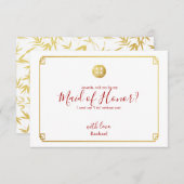 Gold Bamboo wird meine Trauzeugin sein Einladung (Vorne/Hinten)