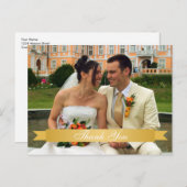 Gold Band Hochzeit Foto Custom Dankeschön Notiz Postkarte (Vorne/Hinten)