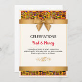 Gold Band Kente Einladungskarten. Einladung (Vorne/Hinten)