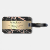 Gold Bands, Black & Rose Gold Marmor, Name Gepäckanhänger (Rückseite horizontal)