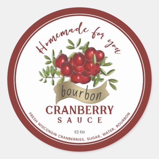 Gold Banner Bourbon und Cranberry Sauce Label Runder Aufkleber (Vorderseite)