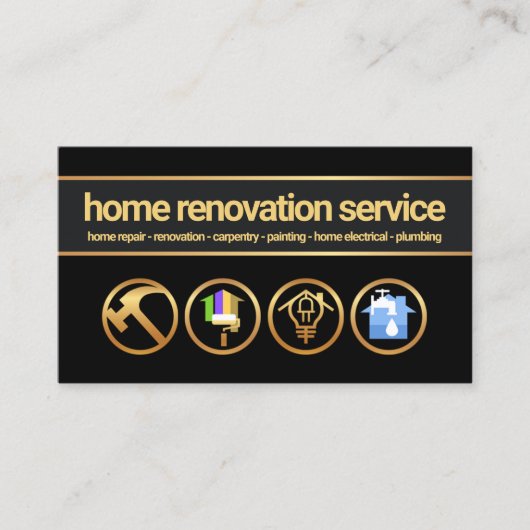 Gold Banner Creative Handyman Construction Tools Visitenkarte (Vorderseite)