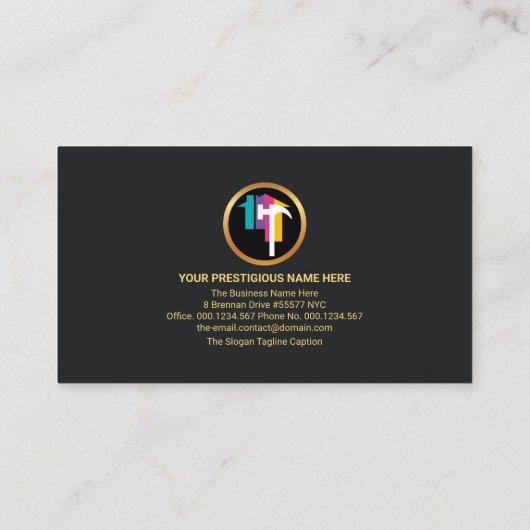 Gold Banner Creative Handyman Tools Contractor Visitenkarte (Rückseite)