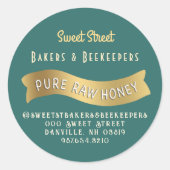Gold Banner Honig Label mit dekorativem Text Runder Aufkleber (Vorderseite)