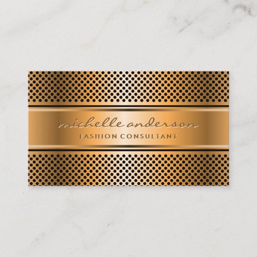 Gold-Banner | Metallisches Gold Perforated Mesh Visitenkarte (Vorderseite)