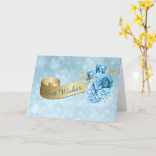 Gold Banner mit Blumen Hochzeit Karte