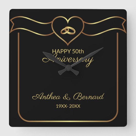 Gold-Banner Quadratische Wanduhr (Vorderseite)