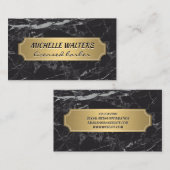 Gold-Banner | Schwarzer Marmor Visitenkarte (Vorne/Hinten)