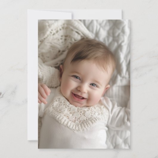 Gold Baptisse Foto Einladung für Baby Boy oder Gir (Rückseite)