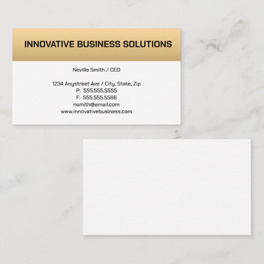 Gold Bar auf Weiß Visitenkarte (Vorne/Hinten)