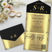 Gold Bar Elegante Wedding All In One Einladung
