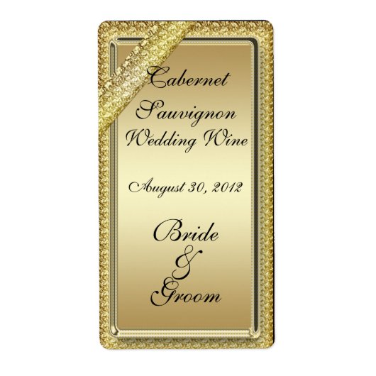 Gold Bar Wedding Wine Label (Vorne)