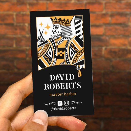 Gold Barber King Black Playing Card Hairlist Visitenkarte