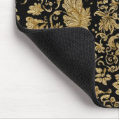Gold Barock Blumenmuster auf Schwarz Mousepad (Ecke)