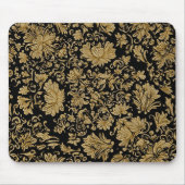 Gold Barock Blumenmuster auf Schwarz Mousepad (Vorne)
