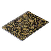 Gold Barock Blumenmuster auf Schwarz Notizblock (Linke Seite)