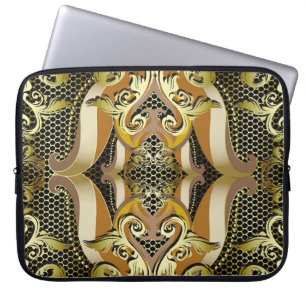 Gold Barock Luxus 3D Vintage nahtlose Muster. L Laptopschutzhülle