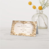 Gold Barock-Monogramm-Rahmen Elfenbein Platzkarte (Vorderseite)