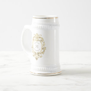 Gold Barock Monogramm Trauzeugen Bierglas