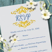 Gold Baroque Floral Heart Mexican Wedding RSVP Karte
