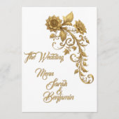 Gold Baroque Floral Script | Elegant Wedding Menu Menükarte (Vorderseite)