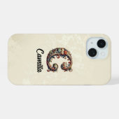 Gold Baroque Monogram Elegante Phone Case iPhone 15 Hülle (Rückseite (Horizontal))