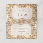 Gold Baroque Monogram Frame Ivory Place Card Platzkarte (Außenseite Aufgefaltet)