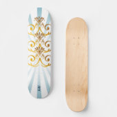 Gold Baroque Muster Skateboarddecke Skateboard (Vorderseite)