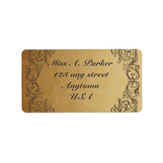 Gold Baroque verziert Elegante Adressetiketten (Vorne)